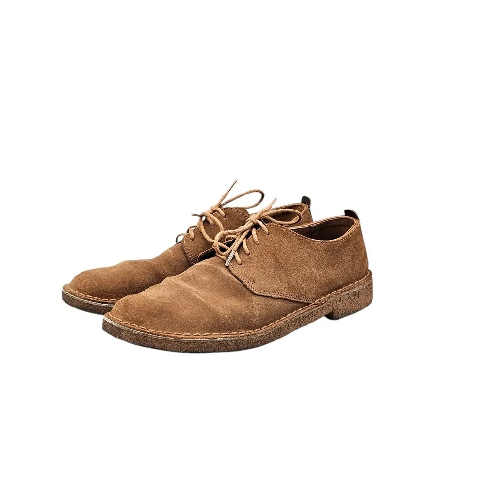 CLARKS Originals Men's Size 10 US EUC London Tan Suede Crepe Sole‎ Oxfords Shoes